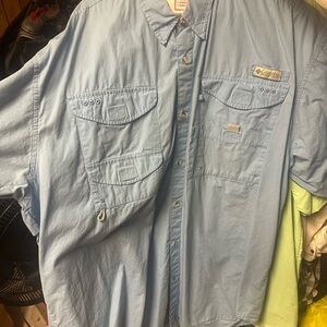 Columbia Blue Casual Button Down Shirt‎ with Long Sleeves